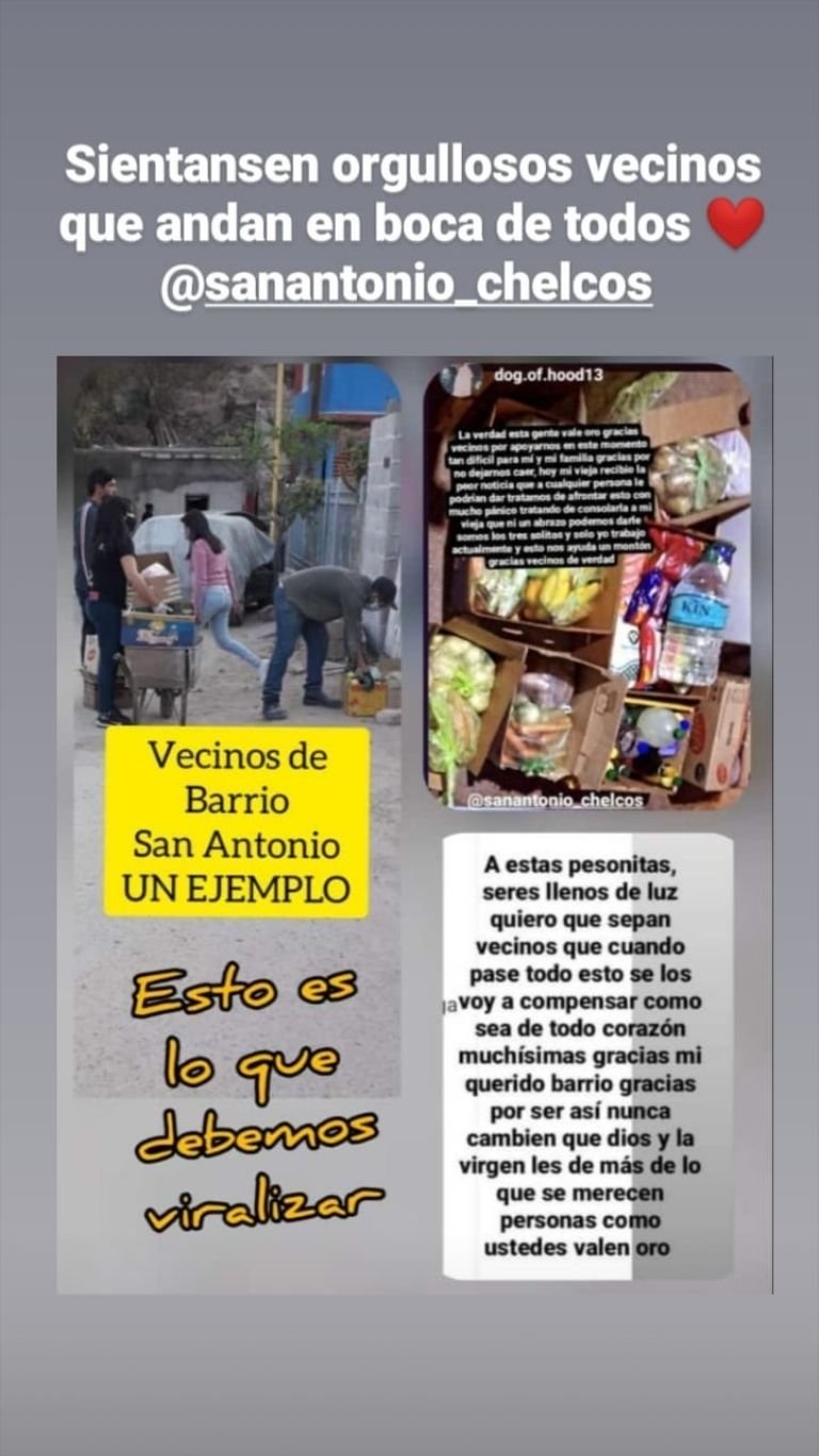 Un grupo de vecinos solidarios ayudo a una familia que esta aislada con coronavirus