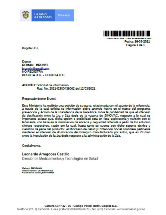Respuesta del Ministerio de Salud Respuesta del Ministerio de Salud