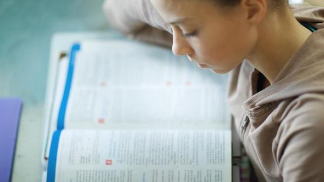 Adolescente estudiando